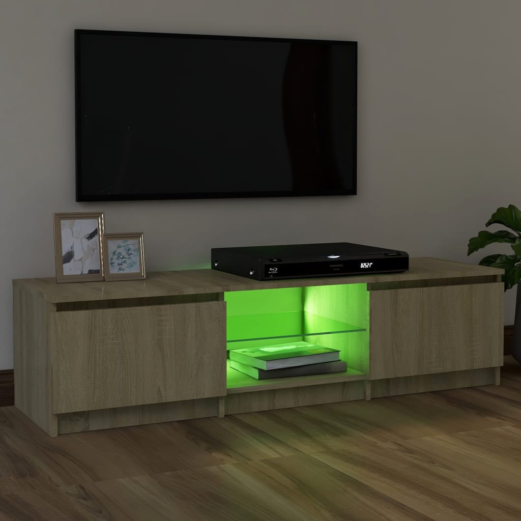 Comodă TV cu lumini LED, stejar sonoma, 120x30x35,5 cm Lando - Lando