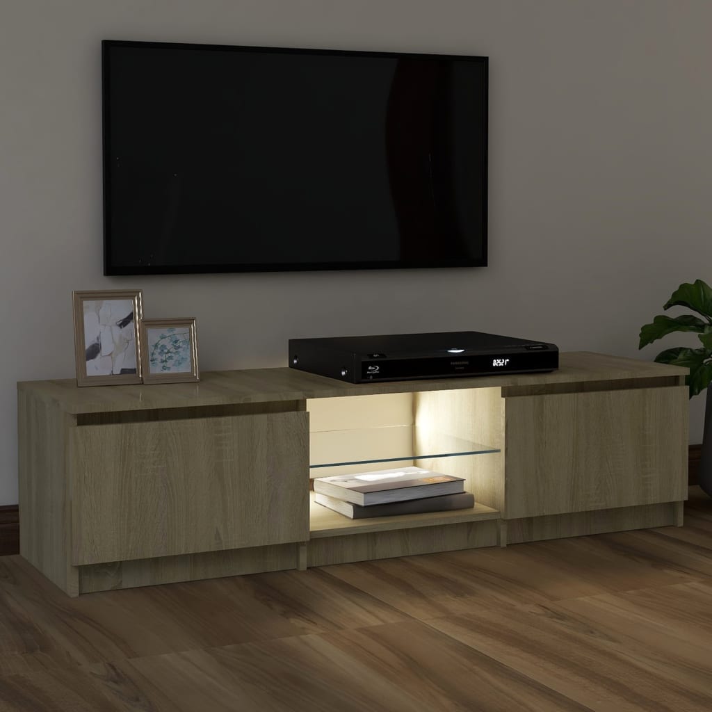 Comodă TV cu lumini LED, stejar sonoma, 120x30x35,5 cm Lando - Lando