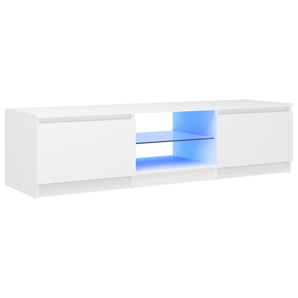 Comodă TV cu lumini LED, alb, 140x40x35,5 cm Lando - Lando