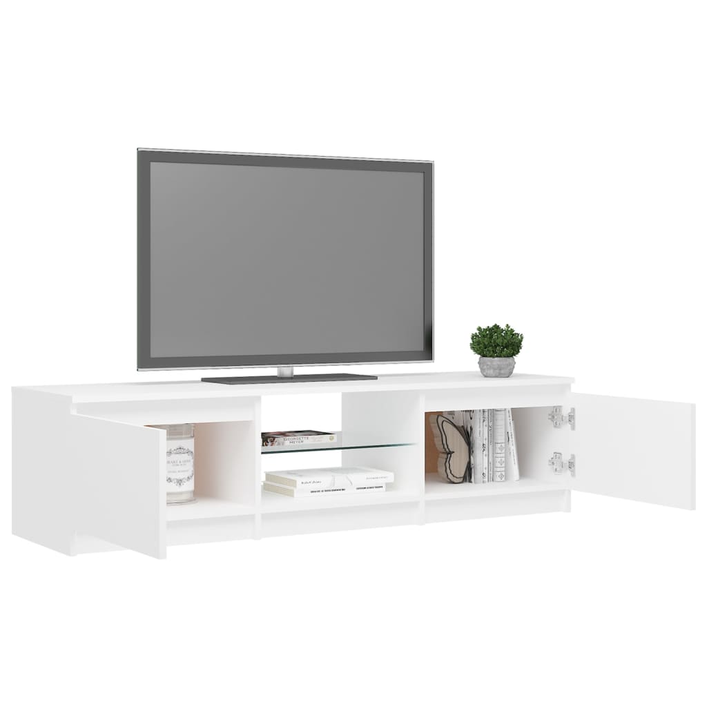 Comodă TV cu lumini LED, alb, 140x40x35,5 cm Lando - Lando