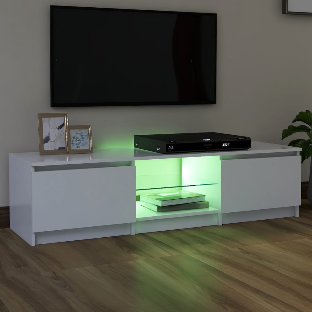 Comodă TV cu lumini LED, alb, 140x40x35,5 cm Lando - Lando