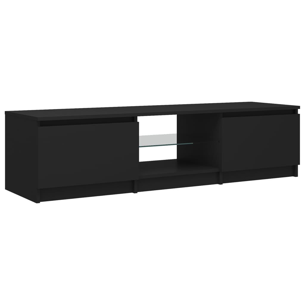 Comodă TV cu lumini LED, negru, 140x40x35,5 cm Lando - Lando