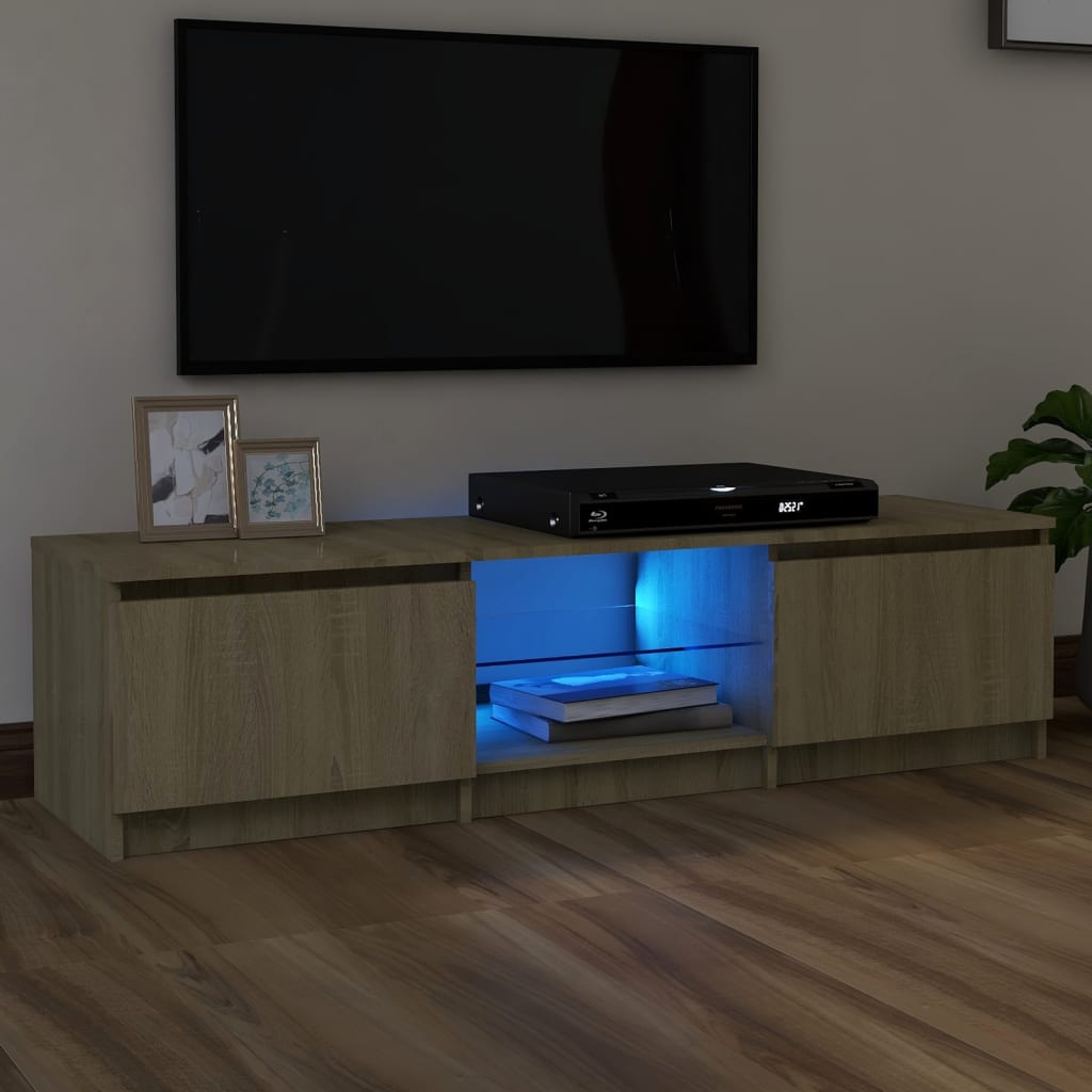 Comodă TV cu lumini LED, stejar sonoma, 140x40x35,5 cm Lando - Lando