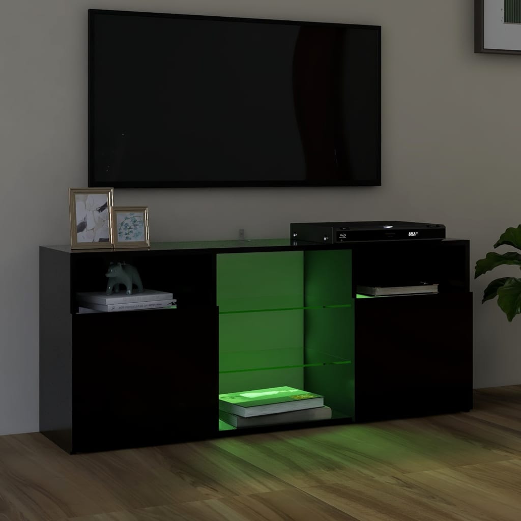 Comodă TV cu lumini LED, negru, 120x30x50 cm Lando - Lando