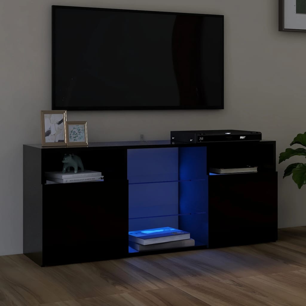 Comodă TV cu lumini LED, negru, 120x30x50 cm Lando - Lando