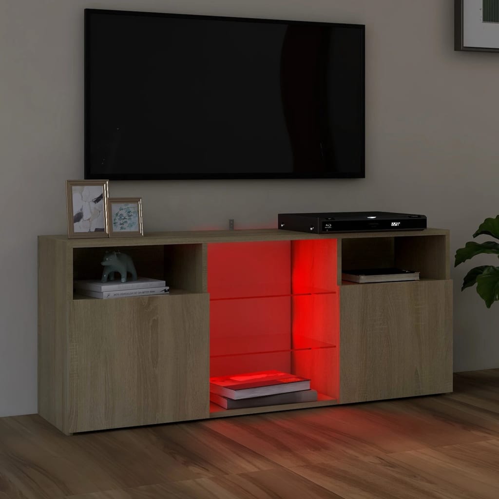 Comodă TV cu lumini LED, stejar sonoma, 120x30x50 cm Lando - Lando