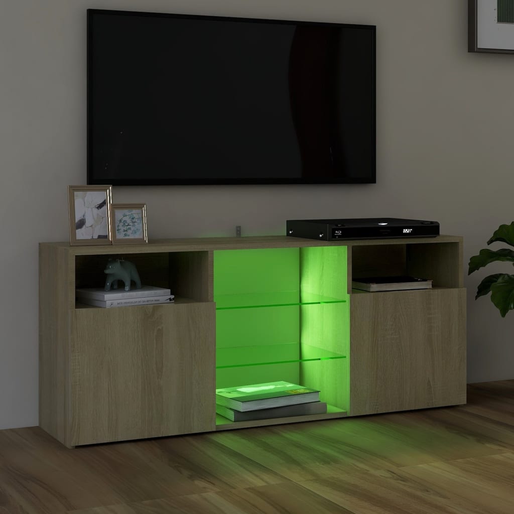 Comodă TV cu lumini LED, stejar sonoma, 120x30x50 cm Lando - Lando