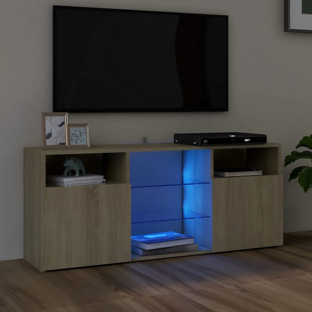 Comodă TV cu lumini LED, stejar sonoma, 120x30x50 cm Lando - Lando