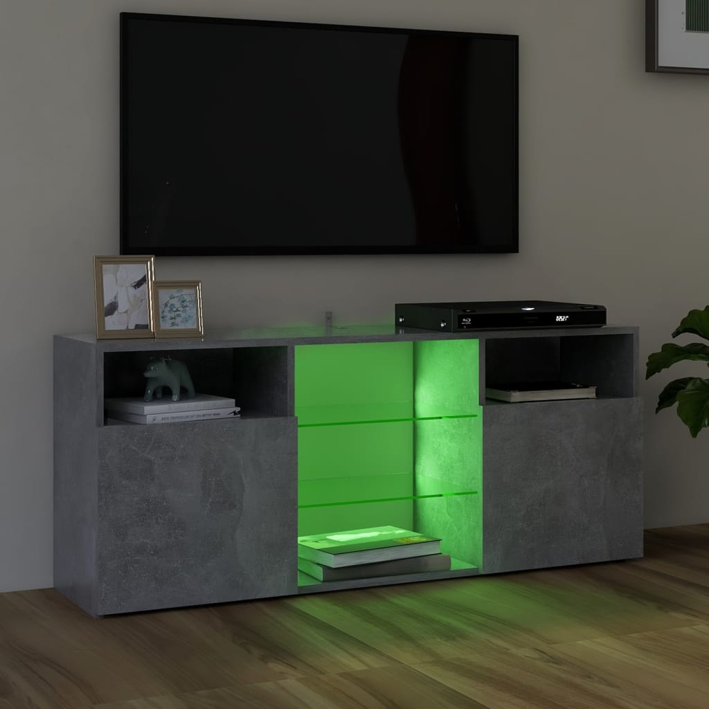 Comodă TV cu lumini LED, gri beton, 120x30x50 cm Lando - Lando