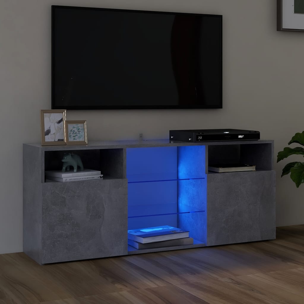 Comodă TV cu lumini LED, gri beton, 120x30x50 cm Lando - Lando