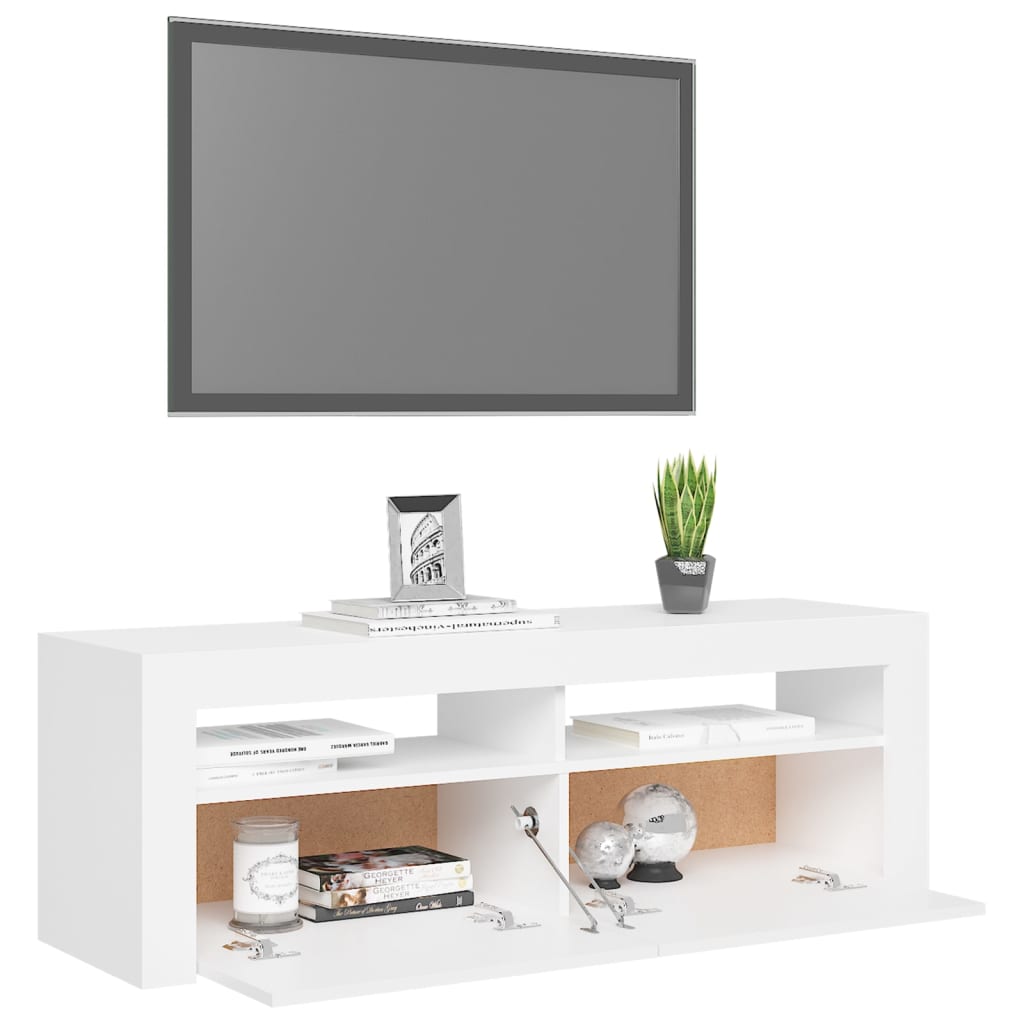 Comodă TV cu lumini LED, alb, 120x35x40 cm Lando - Lando