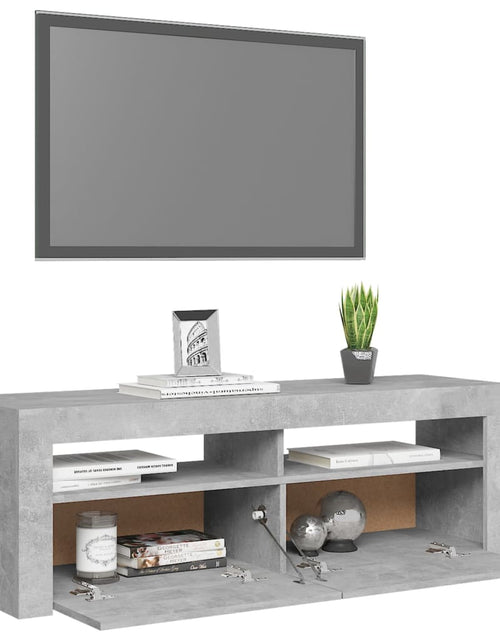 Загрузите изображение в средство просмотра галереи, Comodă TV cu lumini LED, gri beton, 120x35x40 cm - Lando
