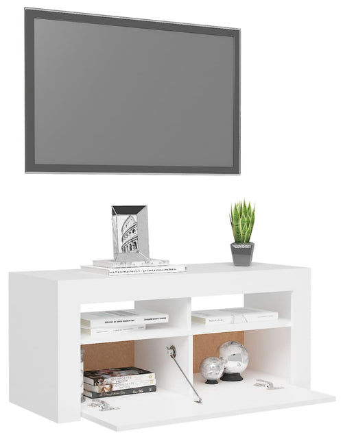 Загрузите изображение в средство просмотра галереи, Comodă TV cu lumini LED, alb, 90x35x40 cm - Lando
