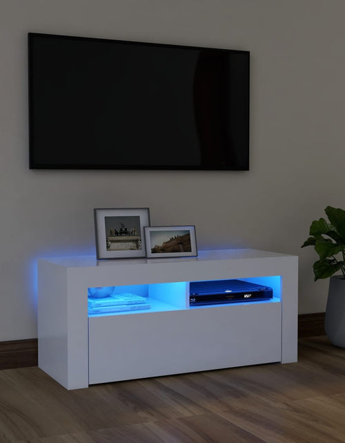 Загрузите изображение в средство просмотра галереи, Comodă TV cu lumini LED, alb, 90x35x40 cm - Lando
