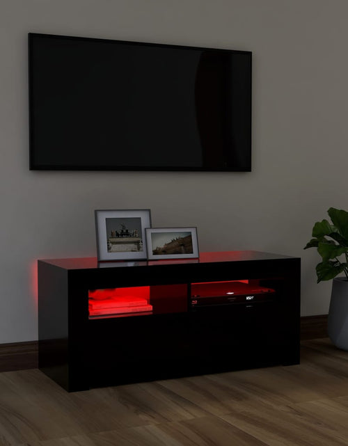 Загрузите изображение в средство просмотра галереи, Comodă TV cu lumini LED, negru, 90x35x40 cm Lando - Lando
