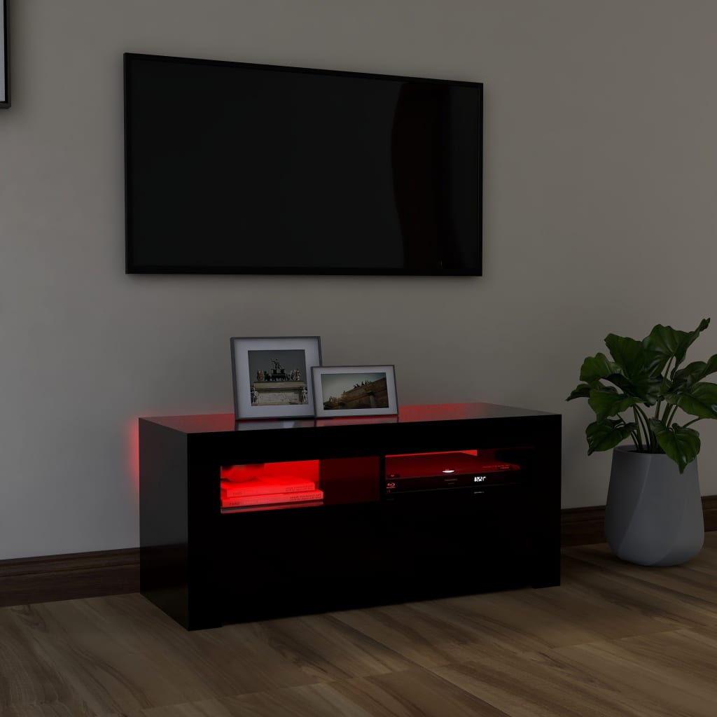 Comodă TV cu lumini LED, negru, 90x35x40 cm Lando - Lando