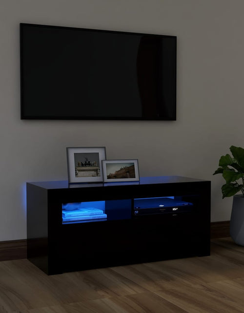 Încărcați imaginea în vizualizatorul Galerie, Comodă TV cu lumini LED, negru, 90x35x40 cm Lando - Lando
