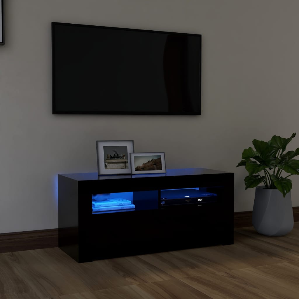 Comodă TV cu lumini LED, negru, 90x35x40 cm Lando - Lando