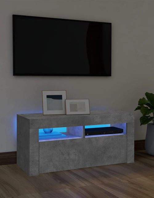 Încărcați imaginea în vizualizatorul Galerie, Comodă TV cu lumini LED, gri beton, 90x35x40 cm Lando - Lando
