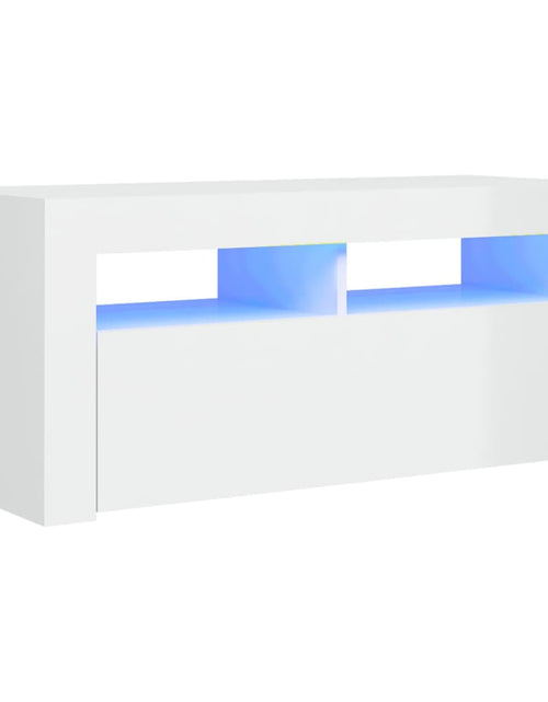 Încărcați imaginea în vizualizatorul Galerie, Comodă TV cu lumini LED, alb extralucios, 90x35x40 cm Lando - Lando
