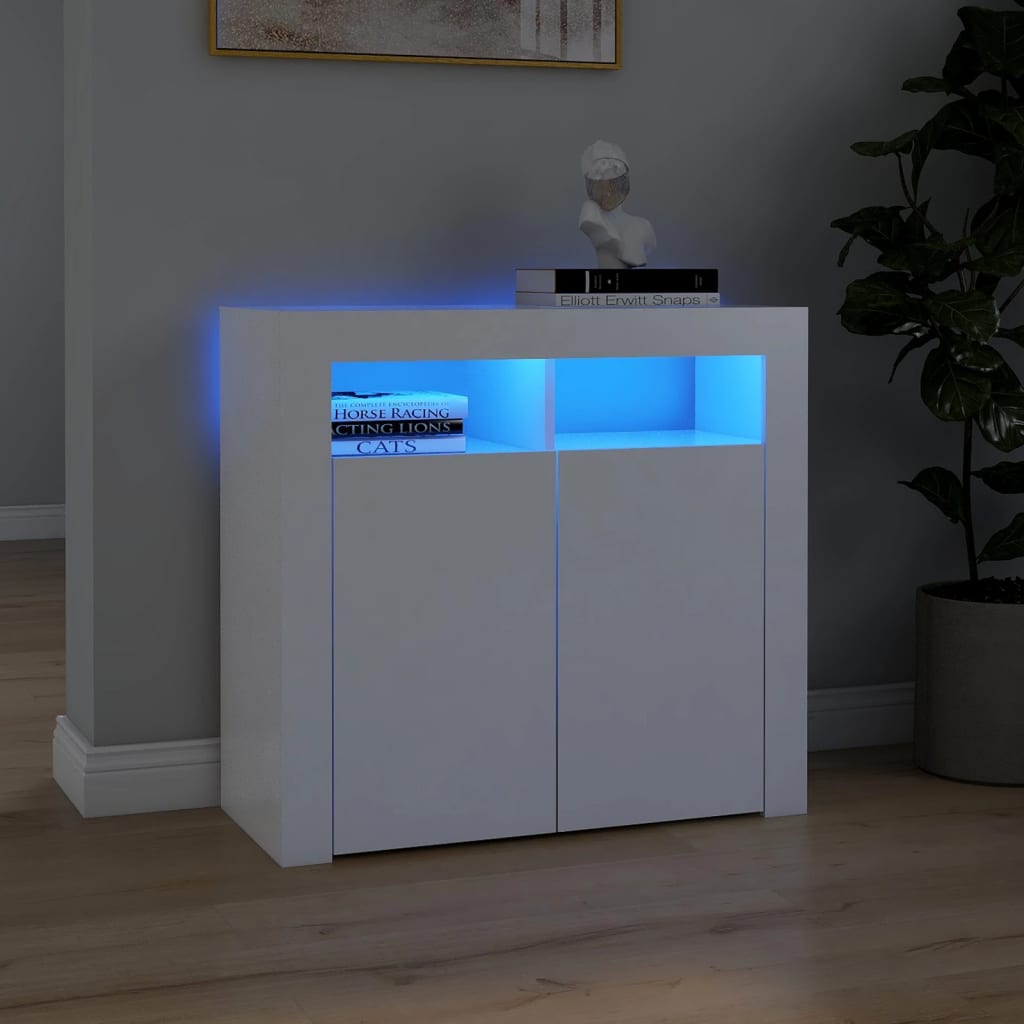 Servantă cu lumini LED, alb, 80x35x75 cm Lando - Lando