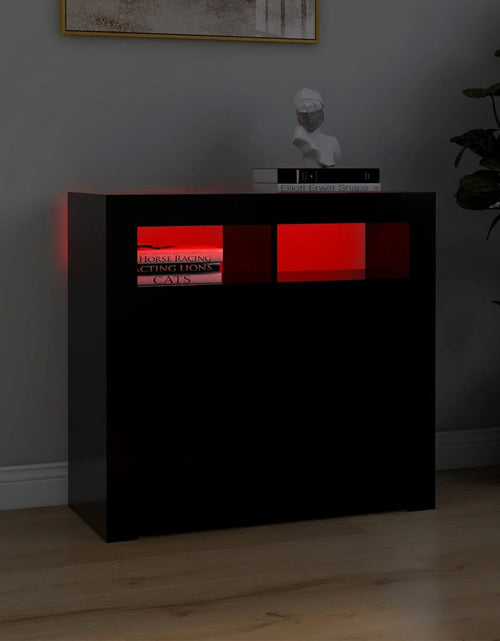 Загрузите изображение в средство просмотра галереи, Servantă cu lumini LED, negru, 80x35x75 cm Lando - Lando
