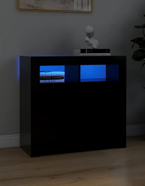 Загрузите изображение в средство просмотра галереи, Servantă cu lumini LED, negru, 80x35x75 cm Lando - Lando
