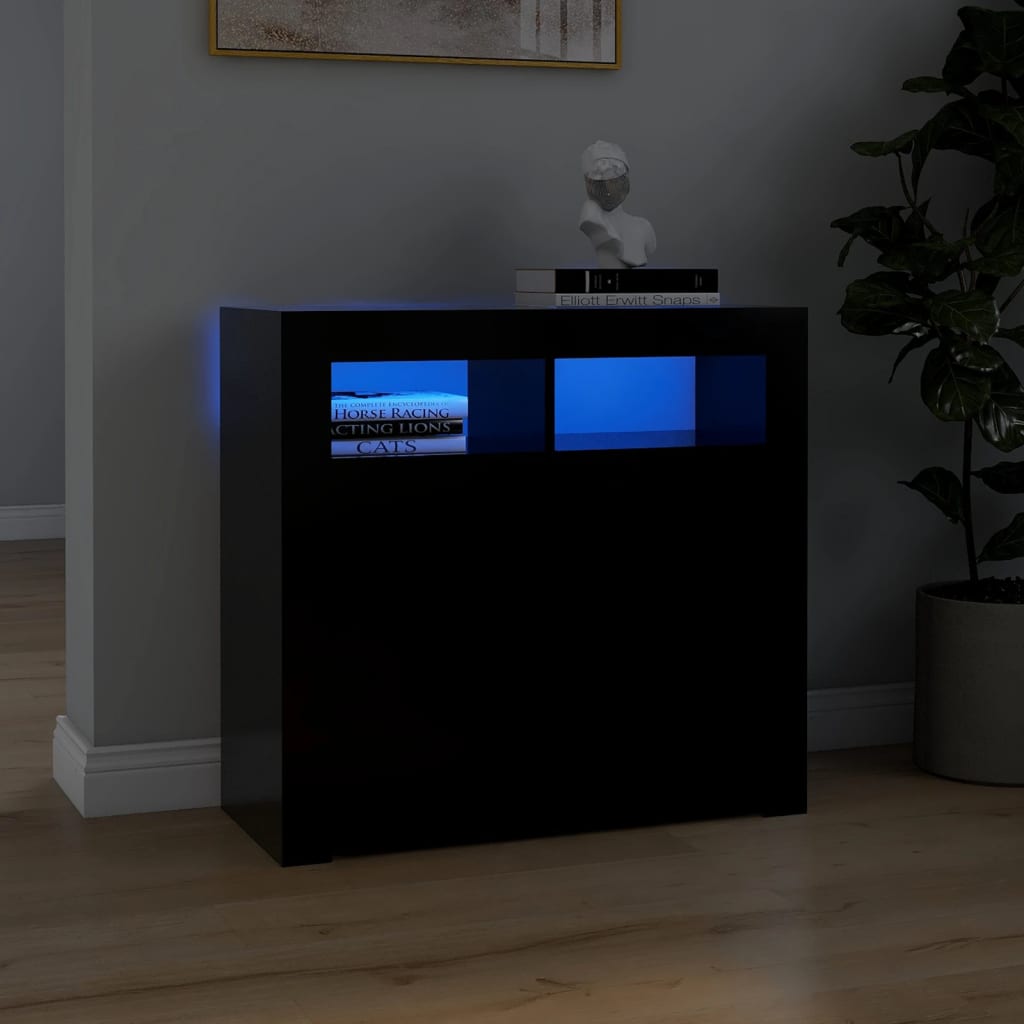 Servantă cu lumini LED, negru, 80x35x75 cm Lando - Lando