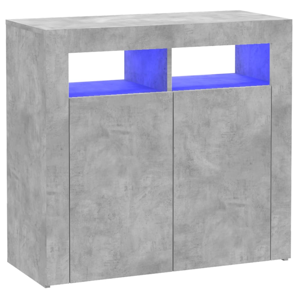 Servantă cu lumini LED, gri beton, 80x35x75 cm Lando - Lando