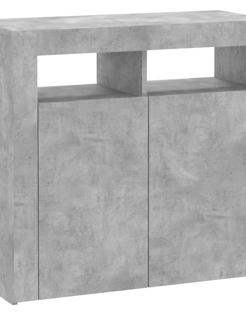 Загрузите изображение в средство просмотра галереи, Servantă cu lumini LED, gri beton, 80x35x75 cm Lando - Lando
