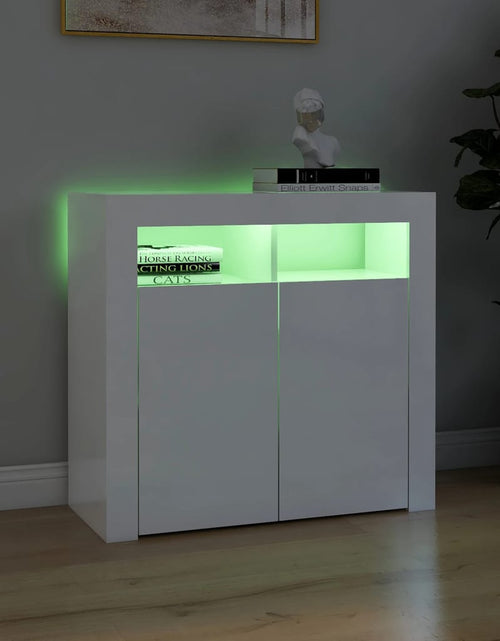 Загрузите изображение в средство просмотра галереи, Servantă cu lumini LED, alb extralucios, 80x35x75 cm Lando - Lando
