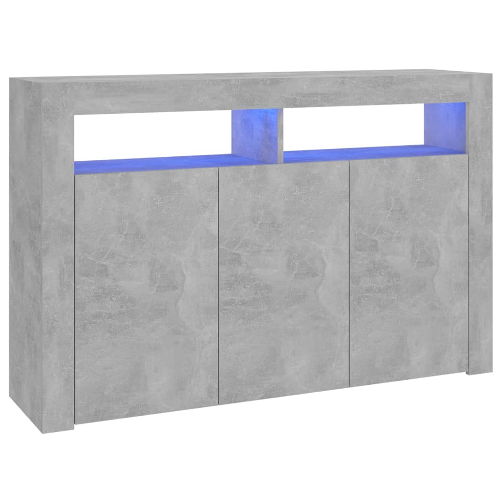 Servantă cu lumini LED,gri beton, 115,5x30x75 cm Lando - Lando