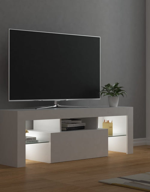 Încărcați imaginea în vizualizatorul Galerie, Comodă TV cu lumini LED, alb, 120x35x40 cm
