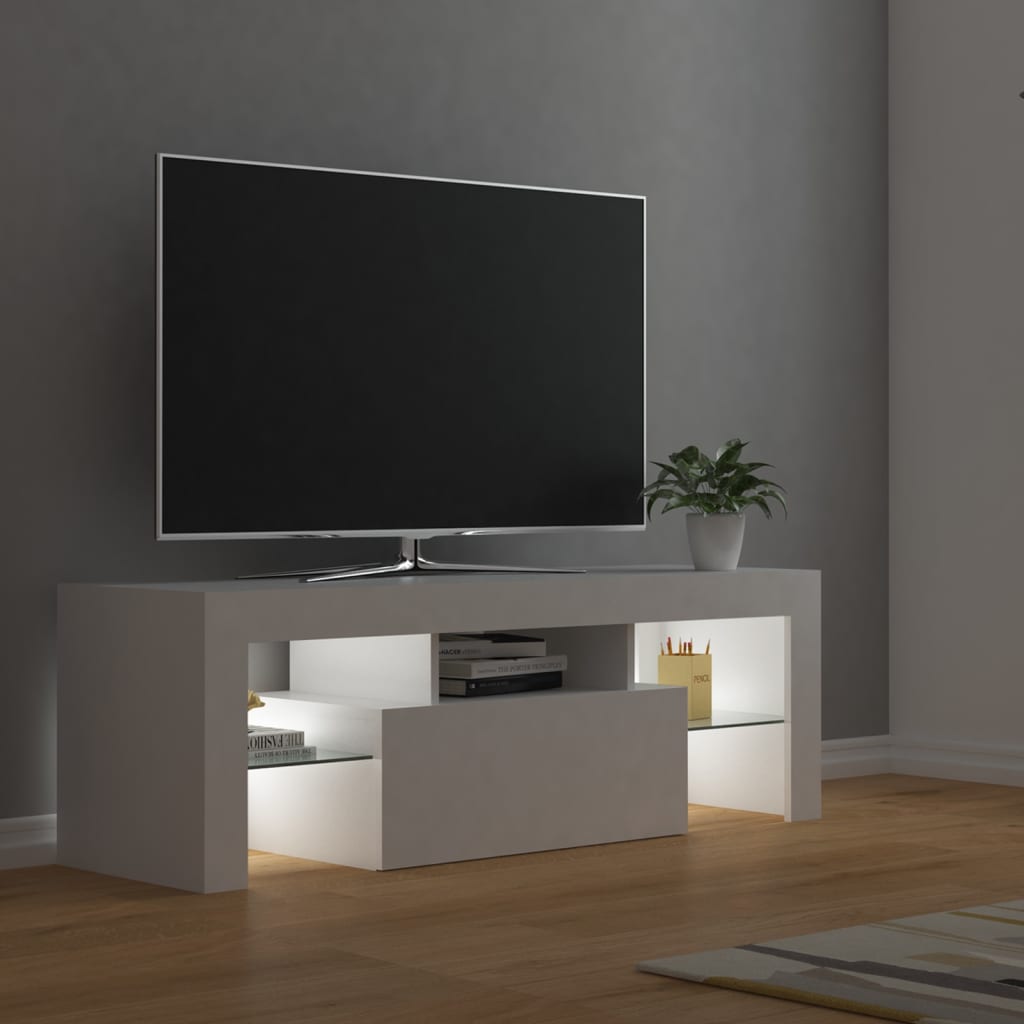 Comodă TV cu lumini LED, alb, 120x35x40 cm