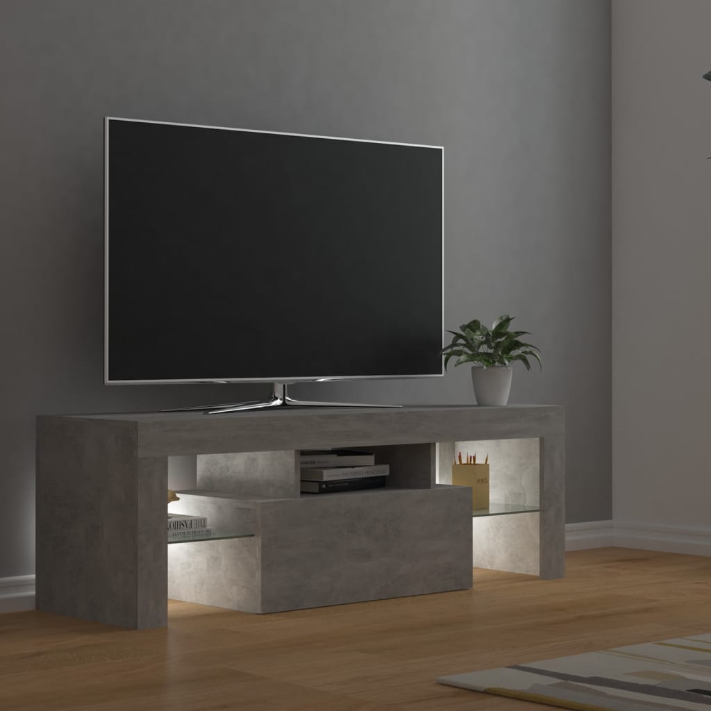Comodă TV cu lumini LED, gri beton, 120x35x40 cm Lando - Lando