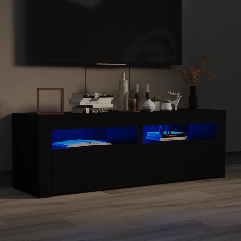 Comodă TV cu lumini LED, negru, 120x35x40 cm Lando - Lando