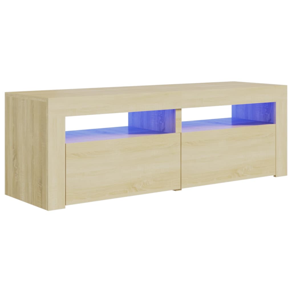 Comodă TV cu lumini LED, stejar Sonoma, 120x35x40 cm Lando - Lando