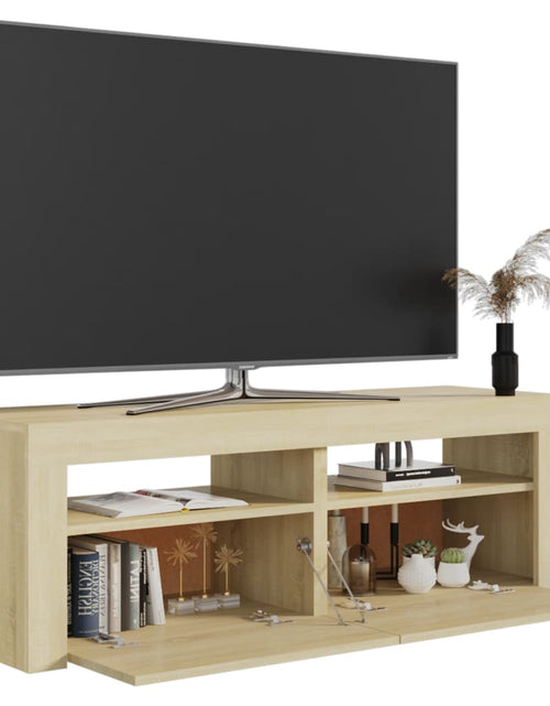 Загрузите изображение в средство просмотра галереи, Comodă TV cu lumini LED, stejar Sonoma, 120x35x40 cm Lando - Lando
