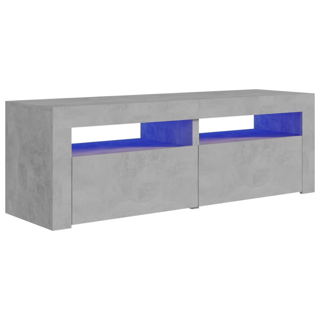 Comodă TV cu lumini LED, gri beton, 120x35x40 cm Lando - Lando