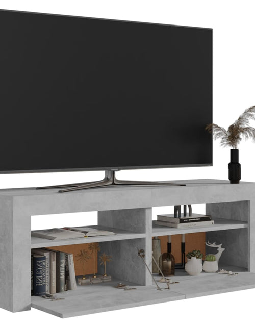 Загрузите изображение в средство просмотра галереи, Comodă TV cu lumini LED, gri beton, 120x35x40 cm Lando - Lando
