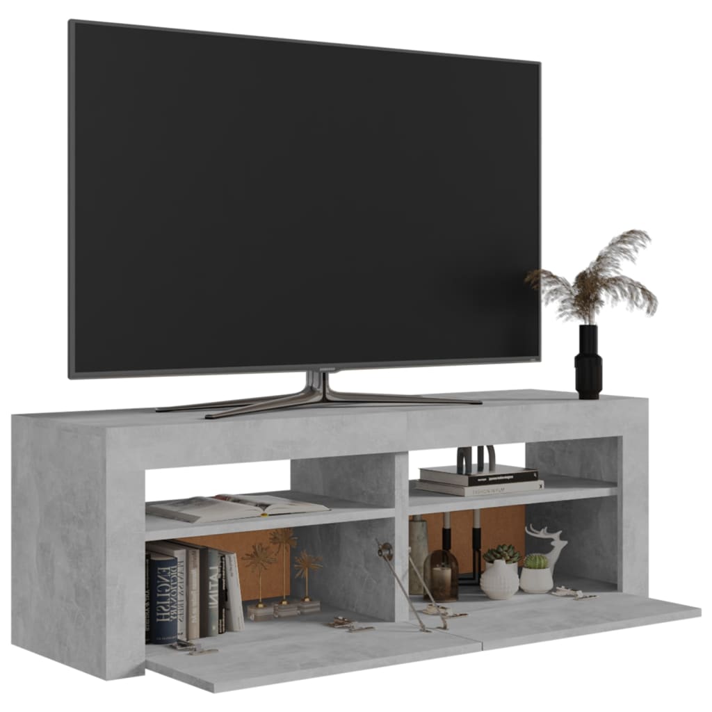 Comodă TV cu lumini LED, gri beton, 120x35x40 cm Lando - Lando