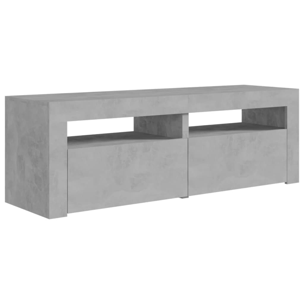 Comodă TV cu lumini LED, gri beton, 120x35x40 cm Lando - Lando