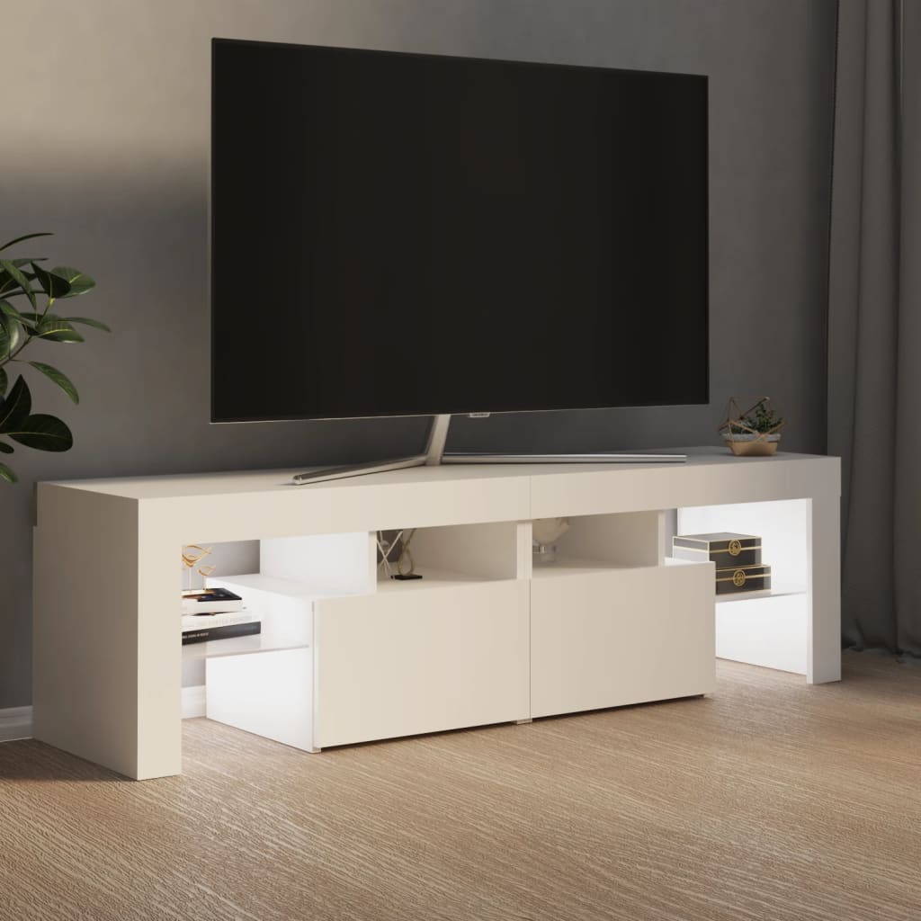 Comodă TV cu lumini LED, alb, 140x36,5x40 cm Lando - Lando