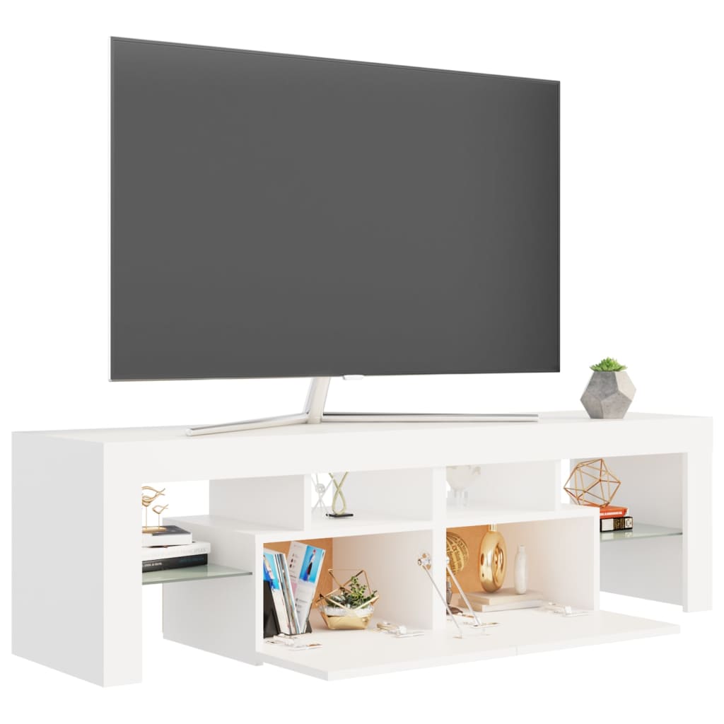 Comodă TV cu lumini LED, alb, 140x36,5x40 cm Lando - Lando