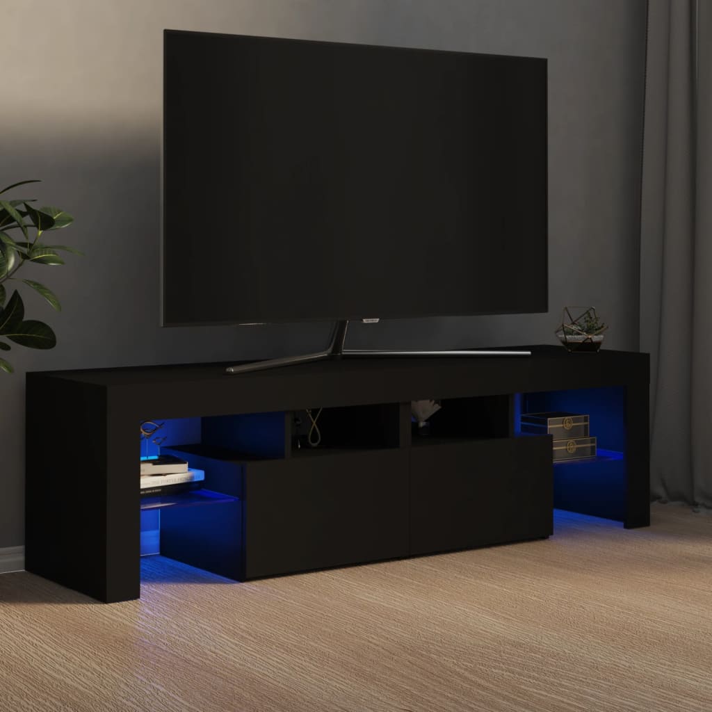 Comodă TV cu lumini LED, negru, 140x36,5x40 cm Lando - Lando