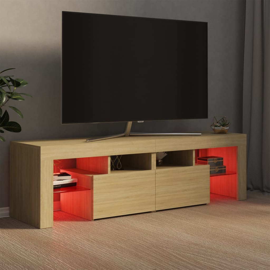 Comodă TV cu lumini LED, stejar sonoma, 140x36,5x40 cm Lando - Lando