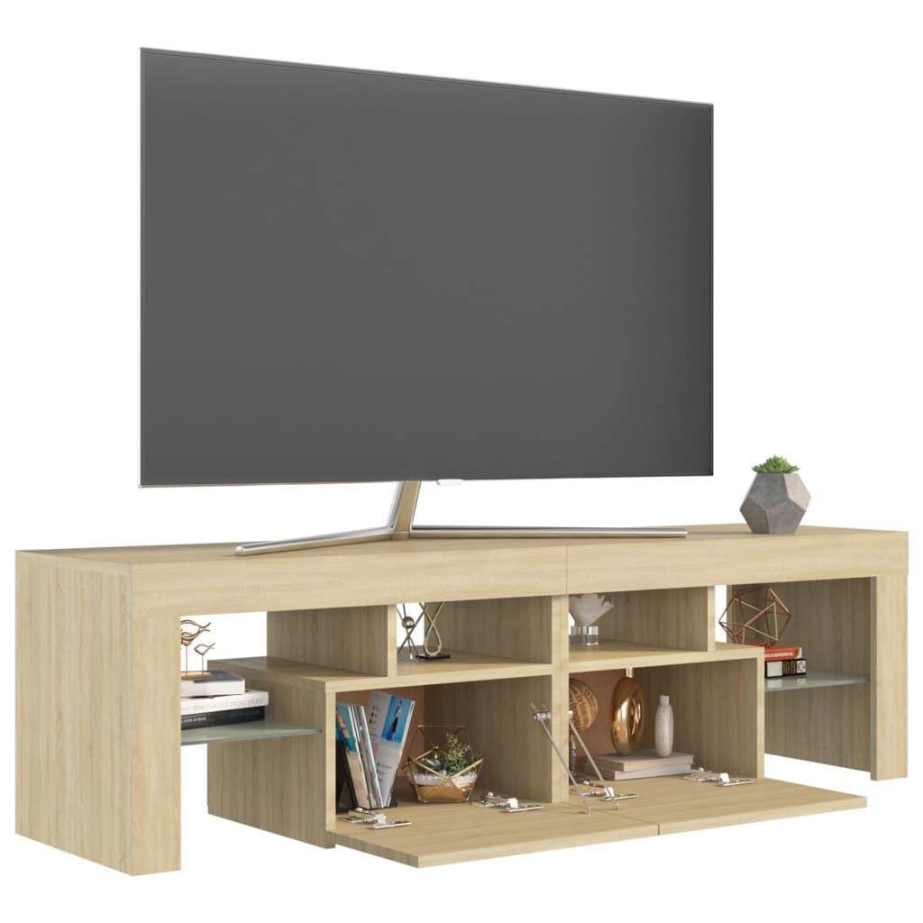 Comodă TV cu lumini LED, stejar sonoma, 140x36,5x40 cm Lando - Lando