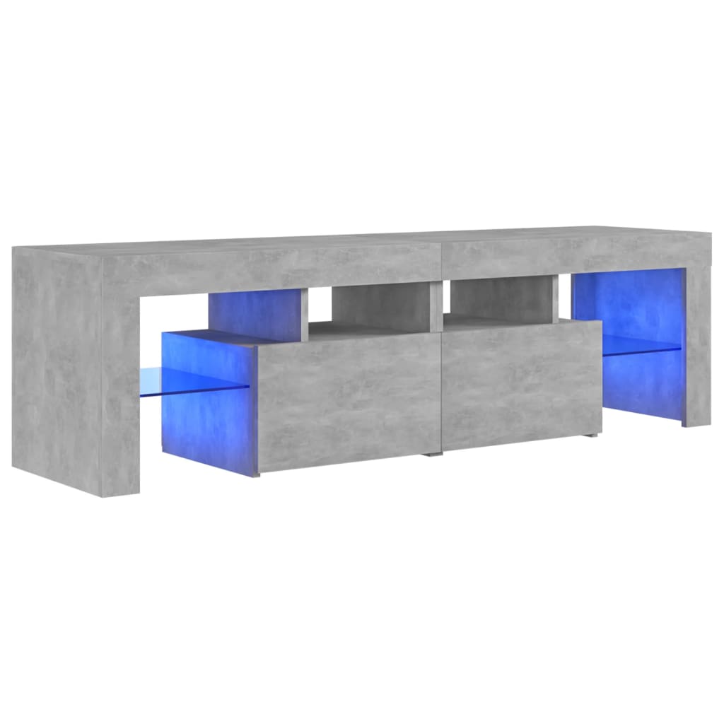 Comodă TV cu lumini LED, gri beton, 140x36,5x40 cm Lando - Lando