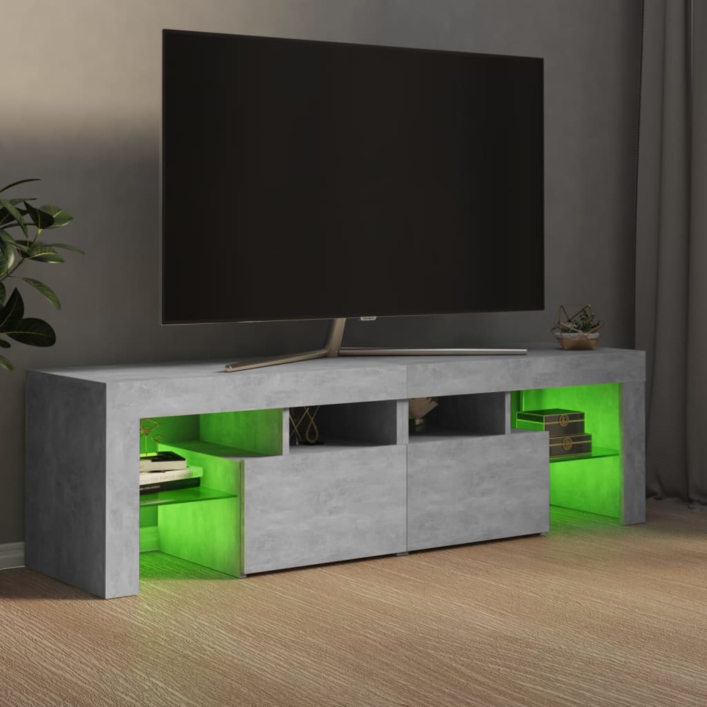 Comodă TV cu lumini LED, gri beton, 140x36,5x40 cm Lando - Lando