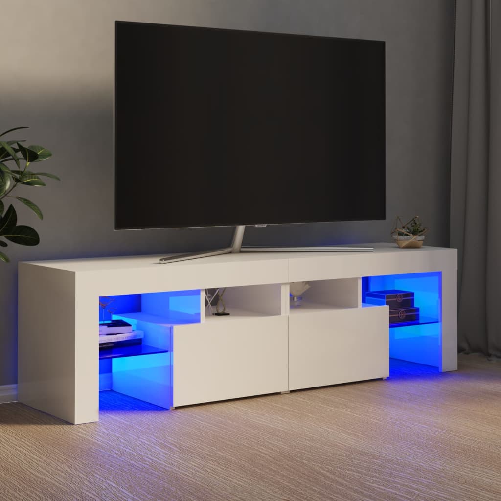 Comodă TV cu lumini LED, negru extralucios, 140x36,5x40 cm Lando - Lando
